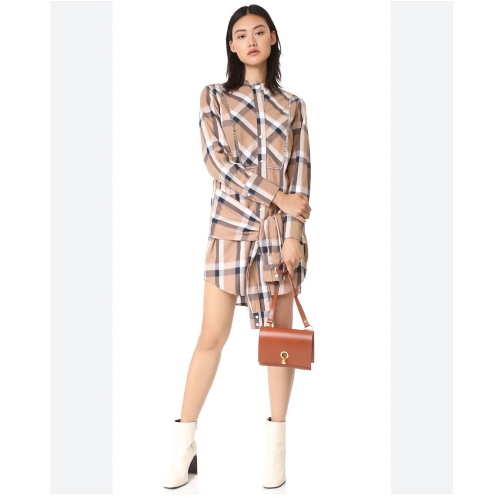 10 Crosby Derek Lam Plaid Long Sleeve Dress - Tan and Black